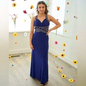 Royal Blue & Gold Formal Gown